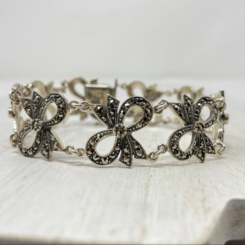 JUDITH JACK sterling silver marcasite bracelet, 23.7g